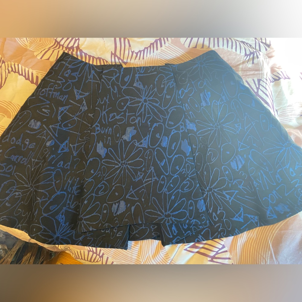 Opening Ceremony Black and Blue Pleated Skirt
